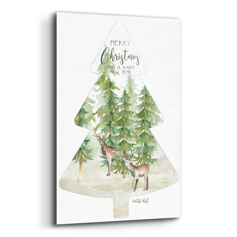 The Holiday Aisle® Merry Christmas Deer Tree On Plastic / Acrylic by ...