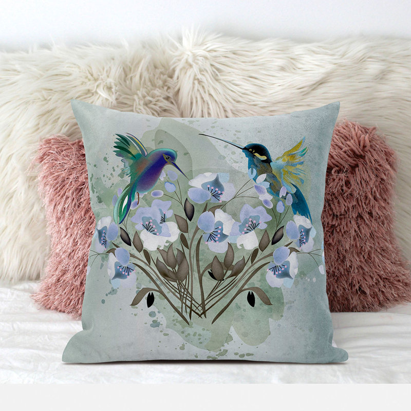 Housse et insert de coussin décoratif en polyester, 18 po x 18 po, Vert et bleu