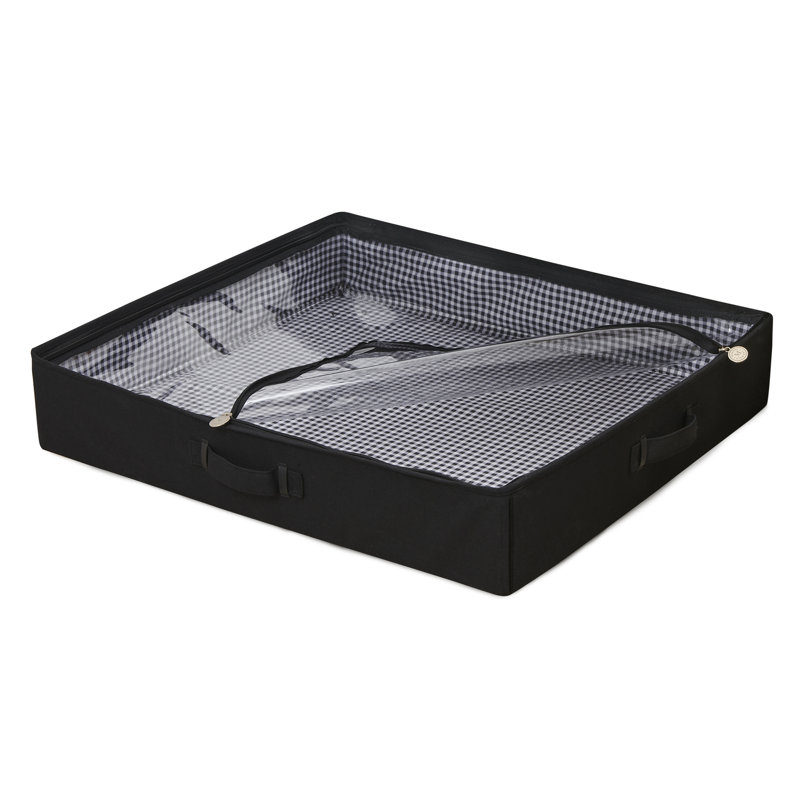 Martha Stewart Home Storage Organization Under the Bed For Clothes, Shoes, Blankets Collapsible Stackable Bin Container with Handles, Wheels and Clear Zip Top