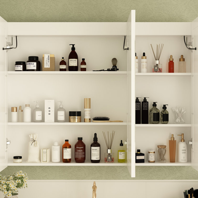 Medicine cabinet shelf supports