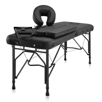 DR.LOMILOMI Portable Massage Table, Ultra-Light Travel-Sized Aluminum Foldable Massage Table, Wide Spa Bed Package 302 Halia (Black, with Side Arm Extensions)