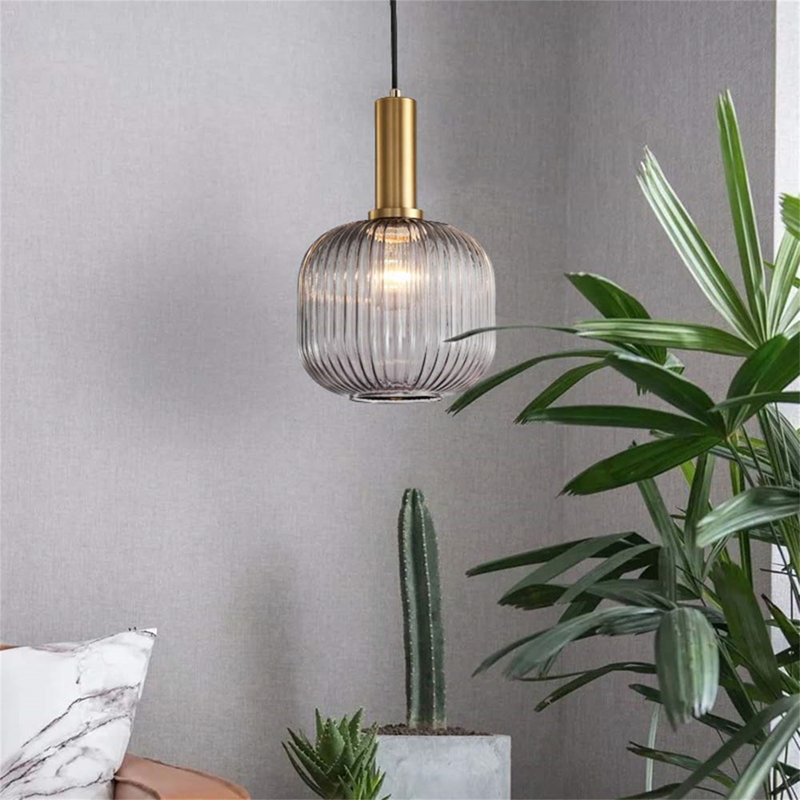 URBNLIVING 1 - Light Single Pendant, Amber, 30cm H x 20cm W x 20cm D