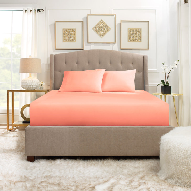 Microfiber Sheet Set, Twin Sheet Set with 1 Pillowcase, Misty Rose