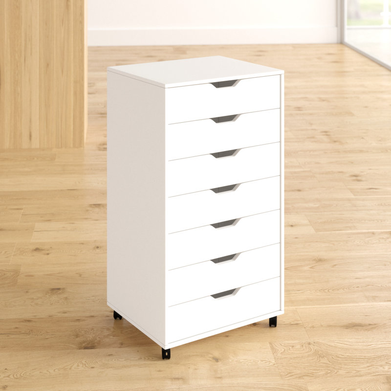 19.21'' Wide 7 -Drawer Mobile File Cabinet, White