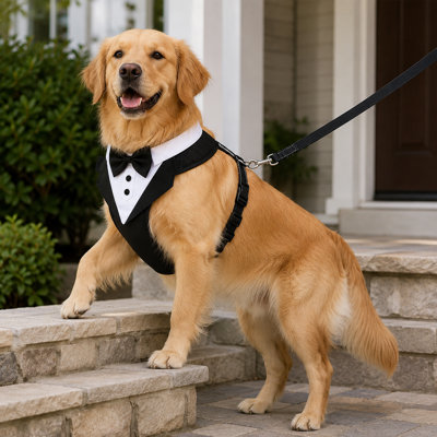 Ensemble formel de harnais et de laisse pour chien avec nœud papillon