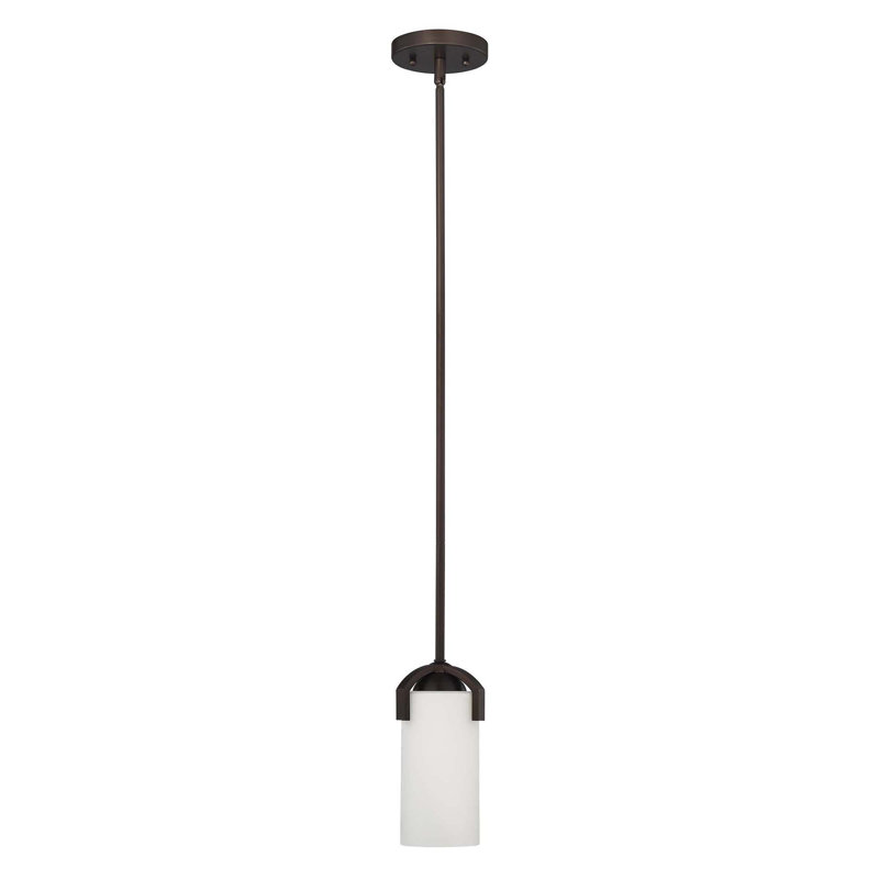 Luminaire suspendu cylindrique simple à 1 lumière Hartzel, Bronze