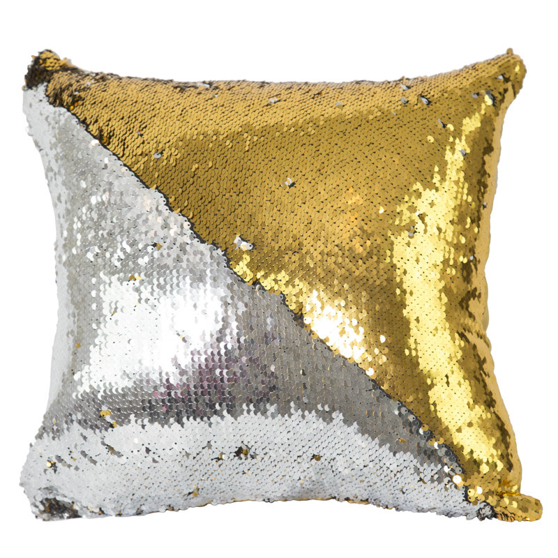 Housse de coussin réversible Bally, Or/argent, Coussin décoratif