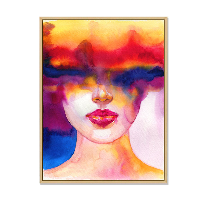 Portrait d'un élégant mannequin - œuvre d'art sur toile Glam, H 32 po x l 16 po x P 1 po, Cadre flottant brun