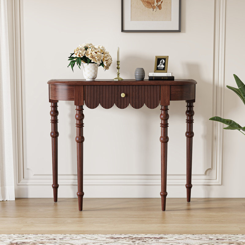  Console traditionnelle en bois massif avec tiroir 39,4 po