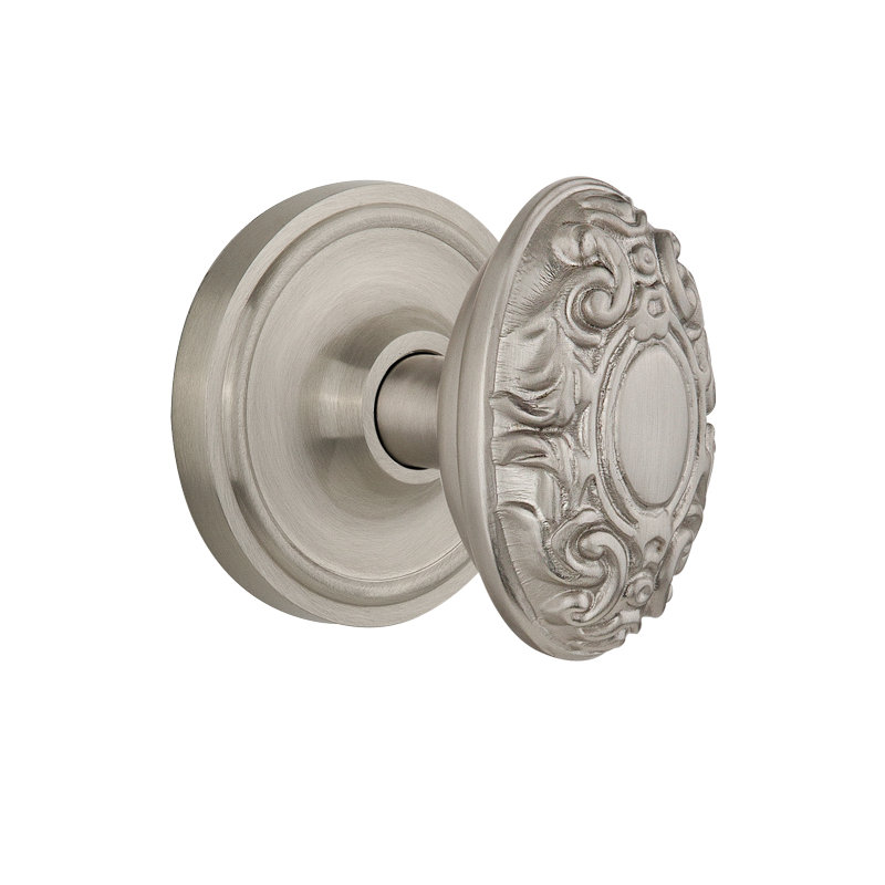Classic Rosette with Victorian Door Knob, Satin Nickel
