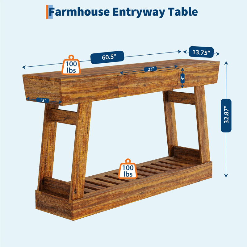 Table d'entrée avec tiroir Farmhouse