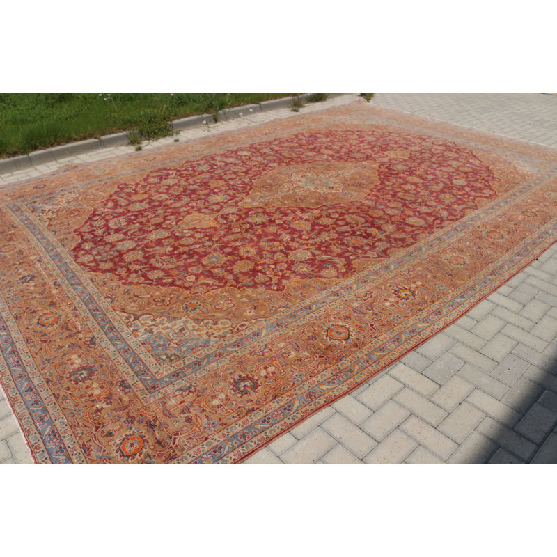 Tapis Oushak turc rouge fait à la main pour une touche nostalgique à votre décor