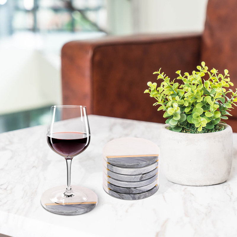 Sous-verre rond en marbre, Noir