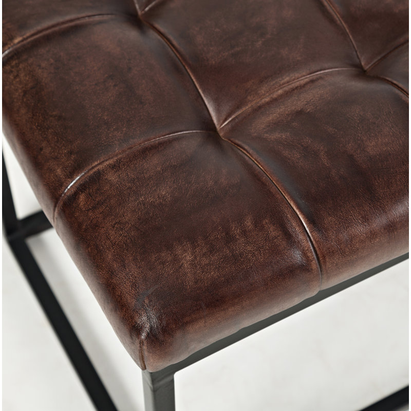 Banc en cuir véritable de 50 po et 55 po Pearson, Cuir fleur terre de sienne foncé, H 17,5 po x l 55 po x P 17 po