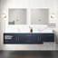 Meuble-lavabo double bleu marine avec comptoir en marbre de culture, robinet et 36 po Miroirs à DEL - dans le comptoir, utilisation durable à long terme-217588557