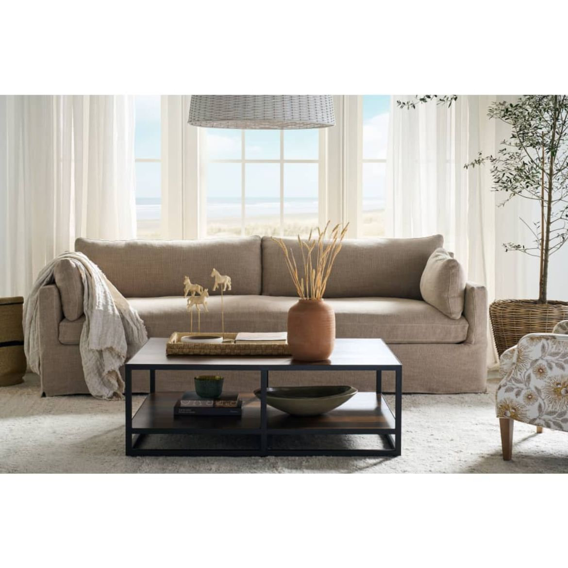 Sylvie Sofa, Malt Linen (13961-86), 35" H x 100" W x 39" D
