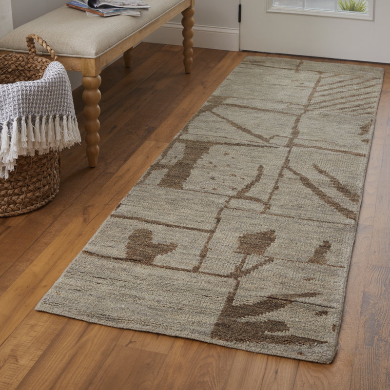 Sutton Transitional Abstract, Tan/Orange Area Rug, Runner 2'6" x 8'