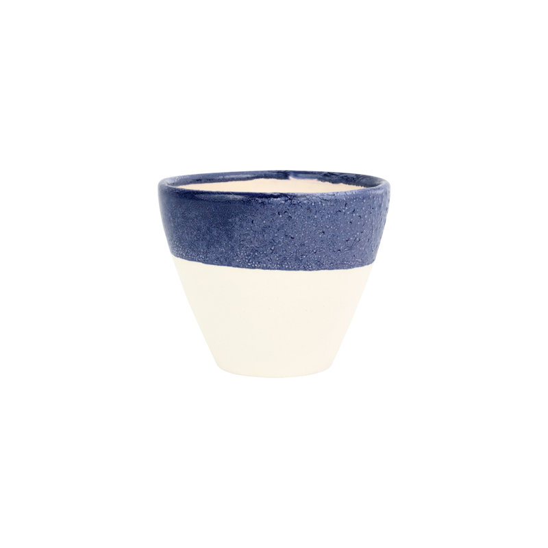 Viva Garden Handmade Cachepot, 4.5" H x 5.5" W x 5.5" D, Beige/Cobalt