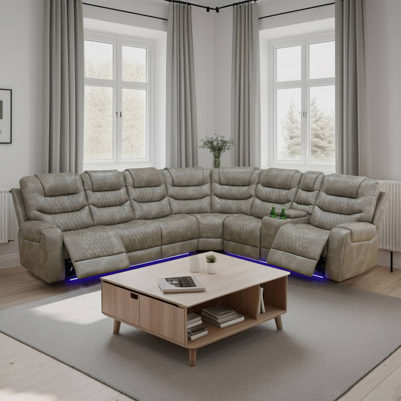 Ensemble de canapé modulaire inclinable électrique en cuir 3 pièces 