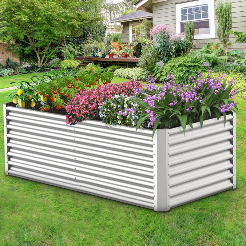 Ensemble de lit de jardin surélevé galvanisé 2Pack Denishia, jardinière en métal, H 23,62 po x l 70,87 po x P 35,43 po