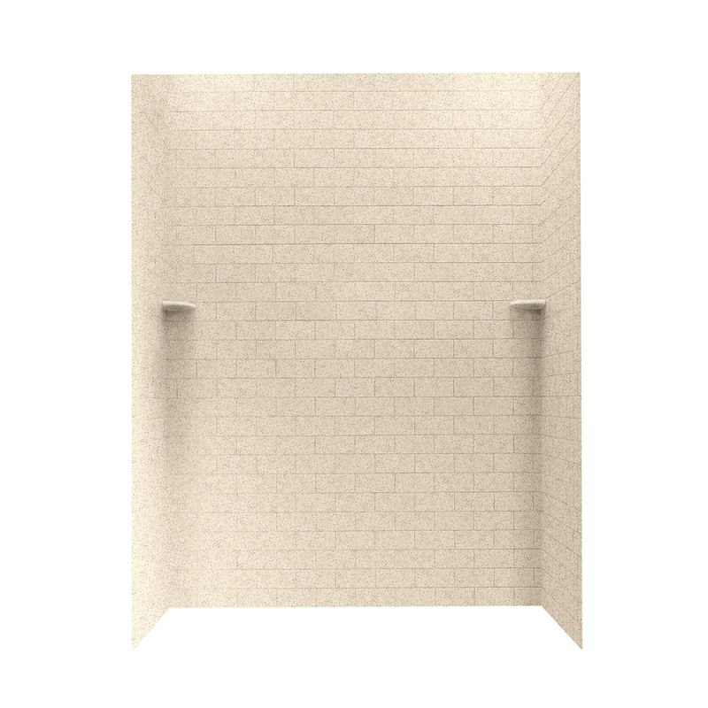 Solid Surface Three Panel Shower Wall, Bermuda Sand, 72" H x 62" W x 36" D