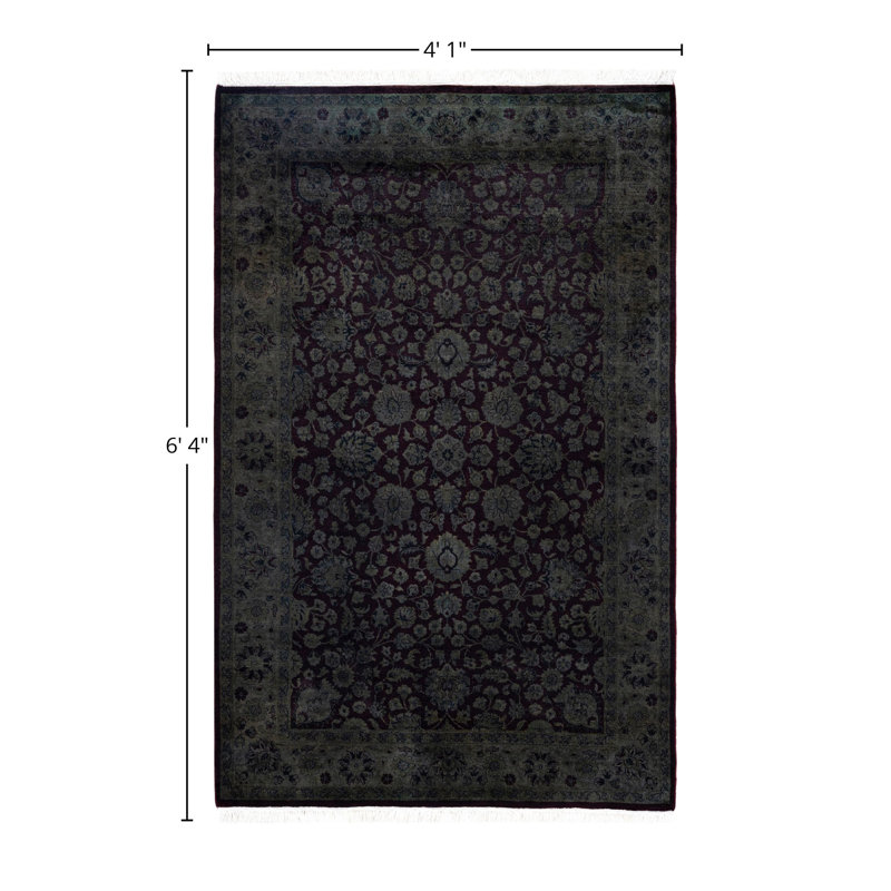 Overdyed One-of-a-Kind 4' 1" X 6' 4" Hand Knotted Area Rug
