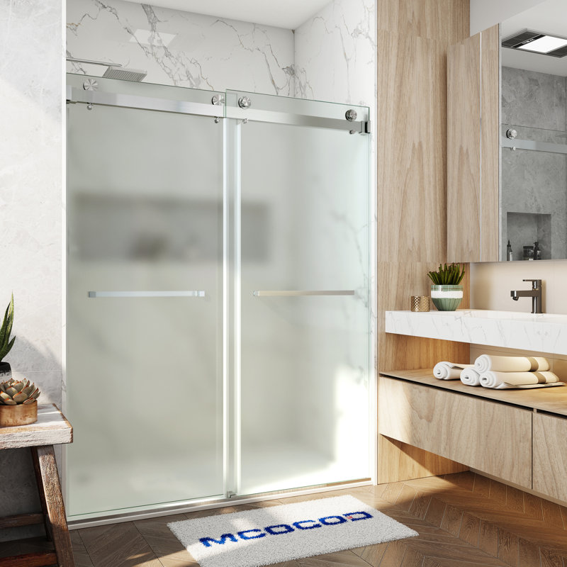 Opal Mirage MCOCOD 56-61"W x 76"H Double Sliding Frameless Smooth Sliding Shower Door with 3/8"(10mm)Frosted Glass