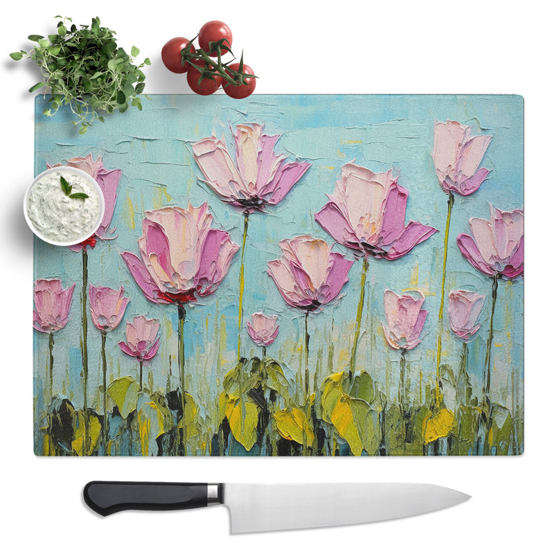 Lotus Flower Palette Knife  Glass Chopping Board
