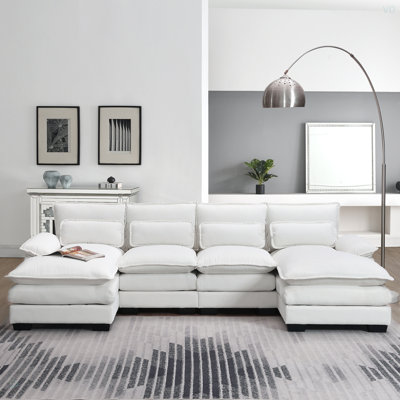 109.8*55.9"" Modern U-Shaped Sectional Sofa With Waist Pillows,6-Seat Upholstered Symmetrical Sofa Furniture,Sleeper Sofa Couch With Chaise Lounge For -  Latitude Run®, 66BF466C05554518B71DF4BD88A8A344