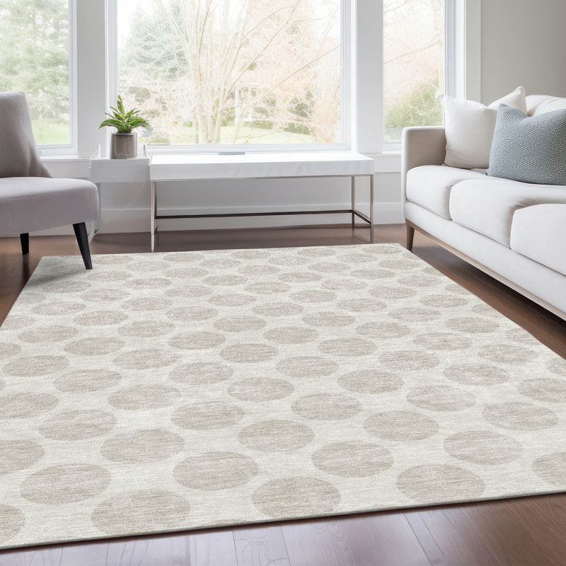 Tapis ivoire Prisco lavable à la machine de qualité supérieure, Rectangulaire 8 pi x 10 pi