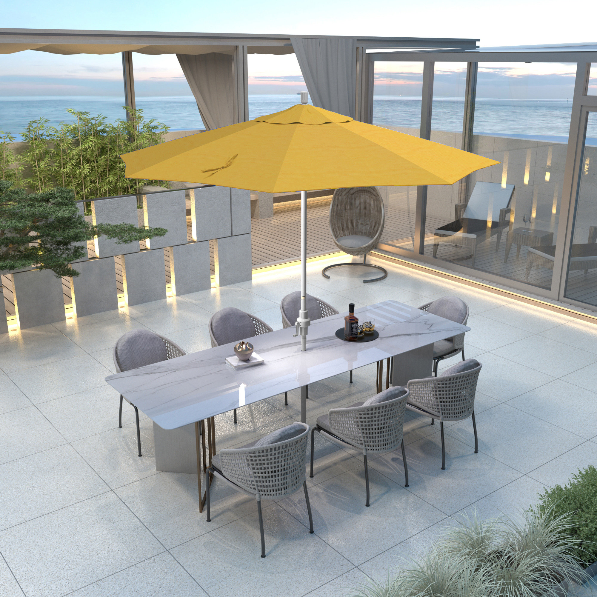 Calline 108'' Outdoor Umbrella, Lemon Performance