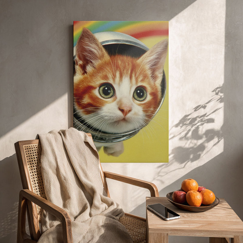Art ludique rétro sur toile ludique pour chaton, 36 * 24 pouces (90 * 60 * 2cm)