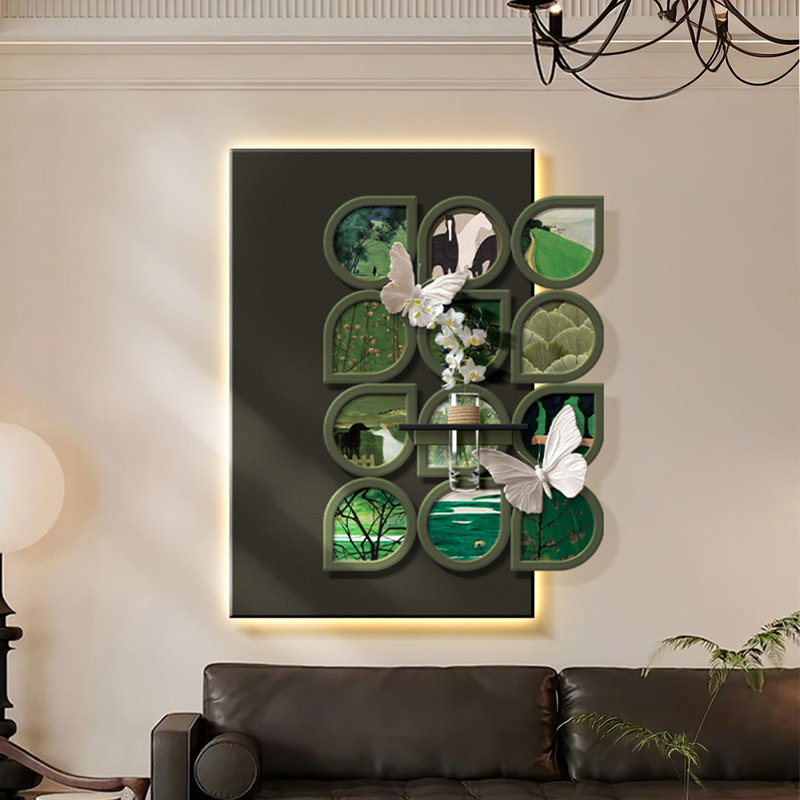 Art mural vert en grès, H 47,24 po x l 37,8 po