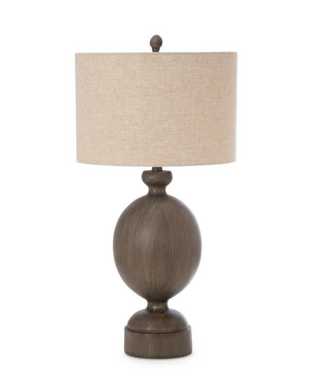 Lampe de table brune 30 po avec abat-jour tambour beige