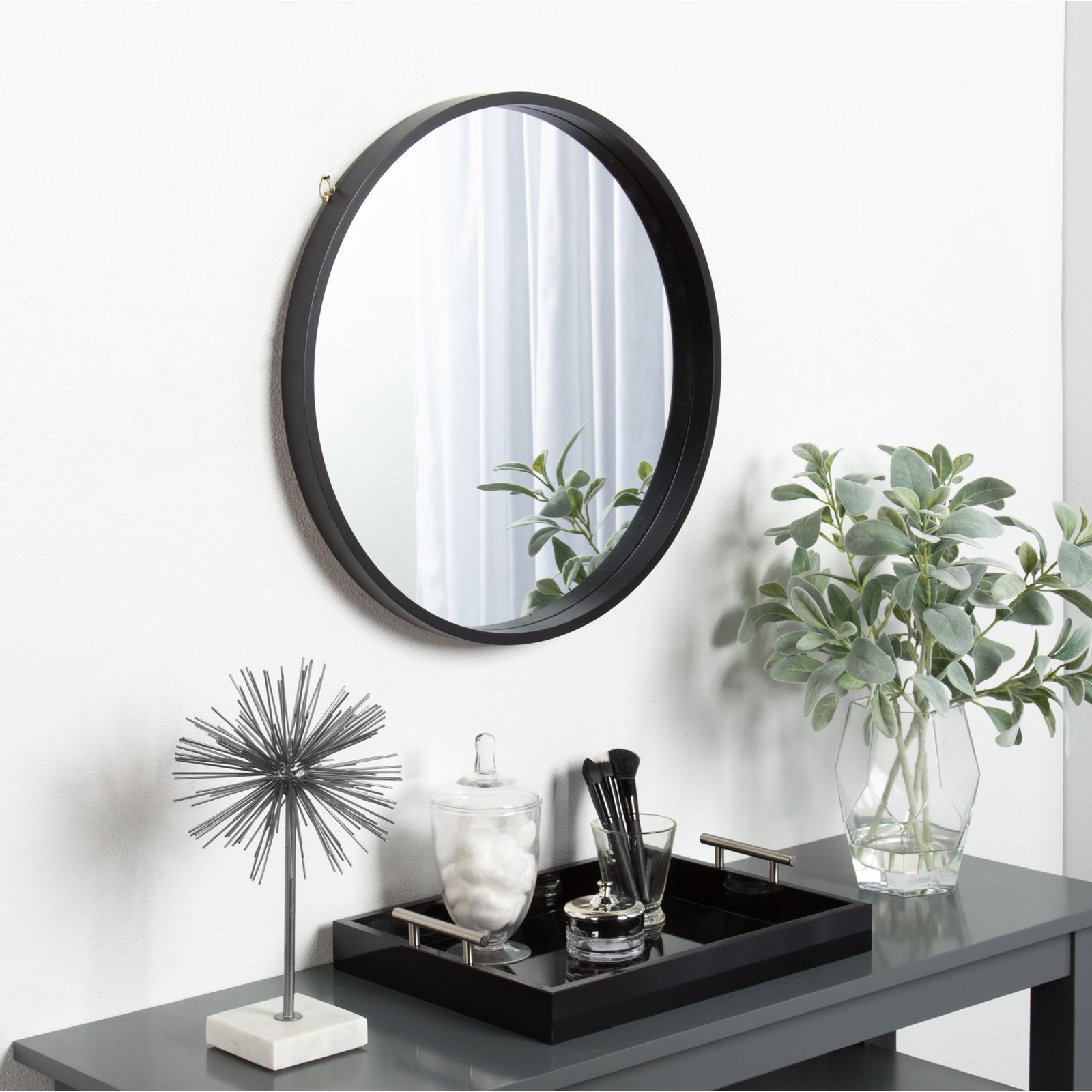 Arranjeet Accent Mirror, 25.6" x 25.6", Black