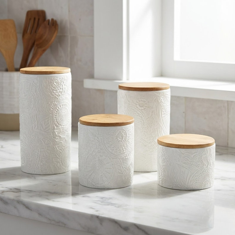 Stoneware Canister - Set of 4, White