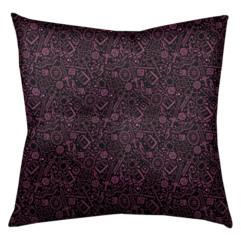 Coussin de sol carré Katelyn Elizabeth, 26 po x 26 po, Noir / Rose