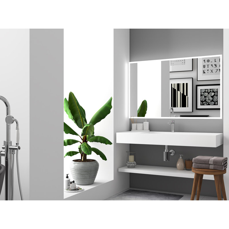 Lavabo de salle de bain mural à surface flottante avec drain dissimulé 48 "Juniper, blanc, Blanc