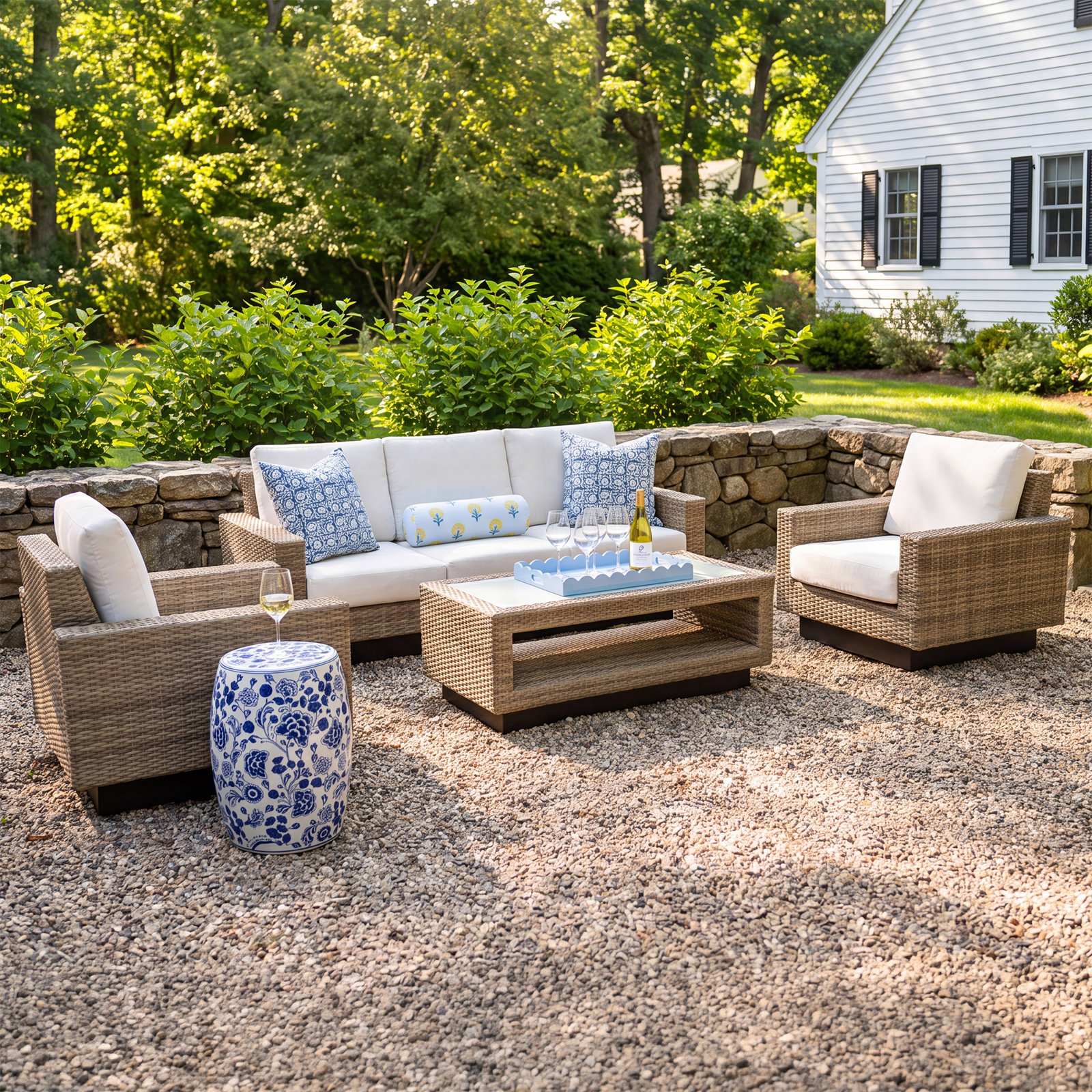 Ravinia 4-Piece Wicker Outdoor Seating Group with Sunbrella Cushions