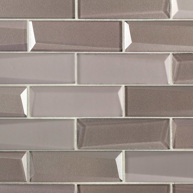 Remington 3D Bricks Bronze Glass Mosaic Tile, Sepia Gray