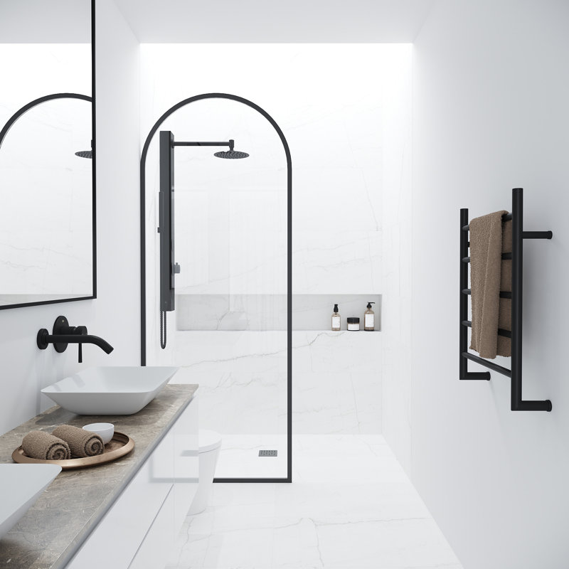Écran de douche à cadre fixe l 34 "x H 78" avec verre transparent 3/8 "Arden, Noir mat