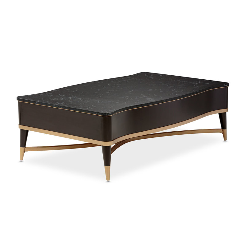 Malibu Crest Marble Coffee Table, Crotch Mahogany/Chardonnay/Walnut