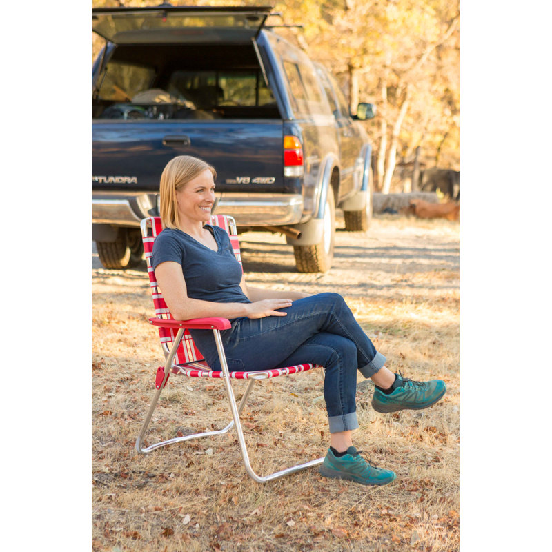 Chaise de camping pliante renforcée sangles, Rouge