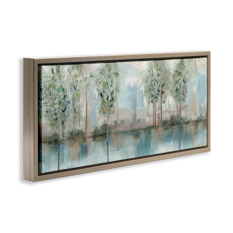 Arbres reflétant la rivière, H 14 po x l 31 po, Cadre flottant orme Montalcino