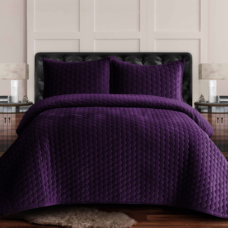 Lugano Quilt, Queen Quilt + 2 Standard Shams, Purple
