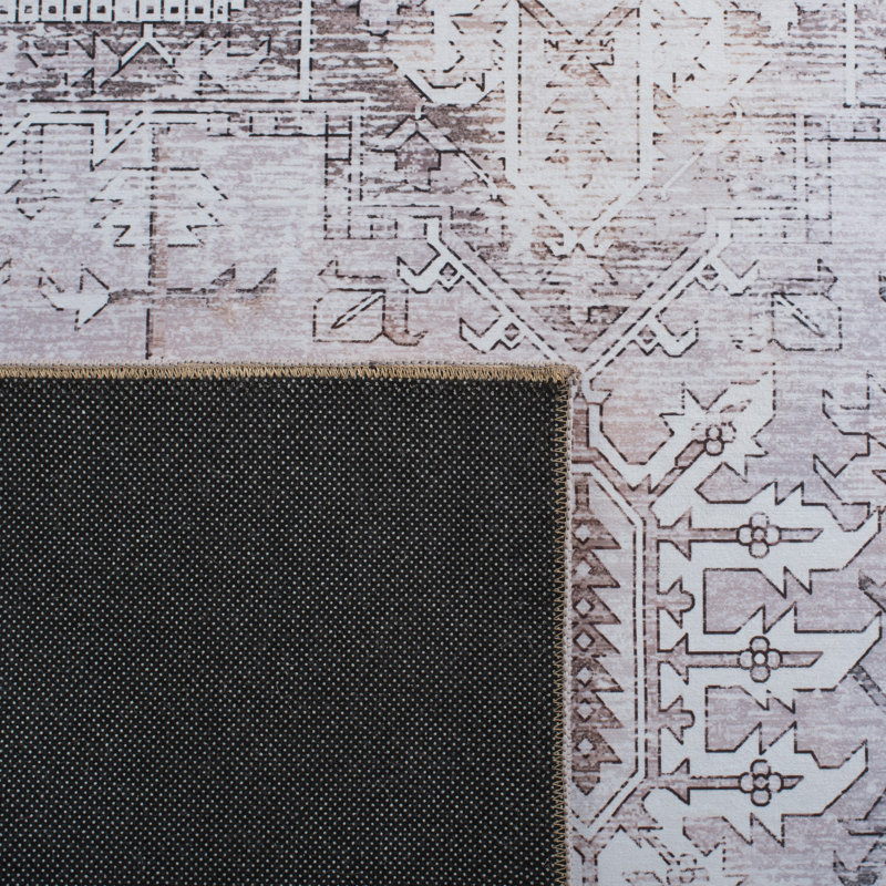 Tucson Florentine Machine Washable Non-Slip Area Rug , Rectangle 91cm x 152cm, Beige/Gray