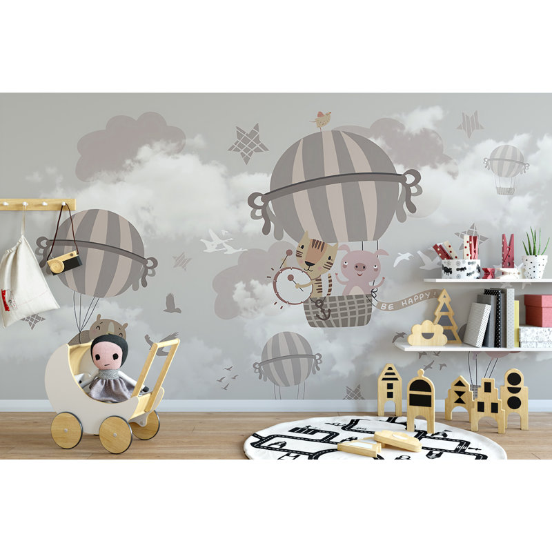 Murale douce pour l’air chaud avec des animaux dessins animés Pulbrough, L 114 po x l 204 po