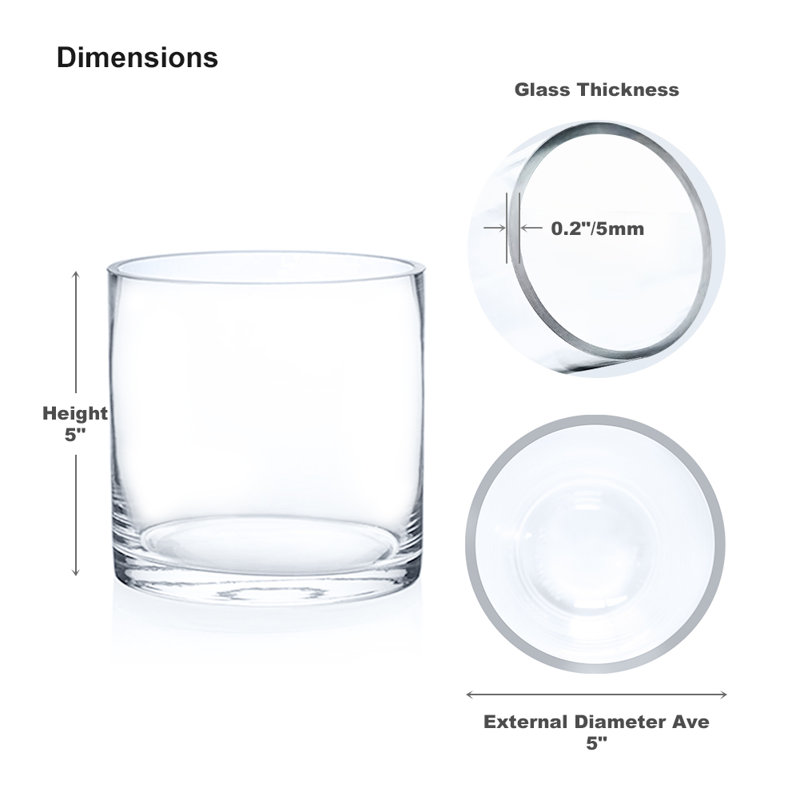 Glass Table Vase, 5" H x 5" W x 5" D