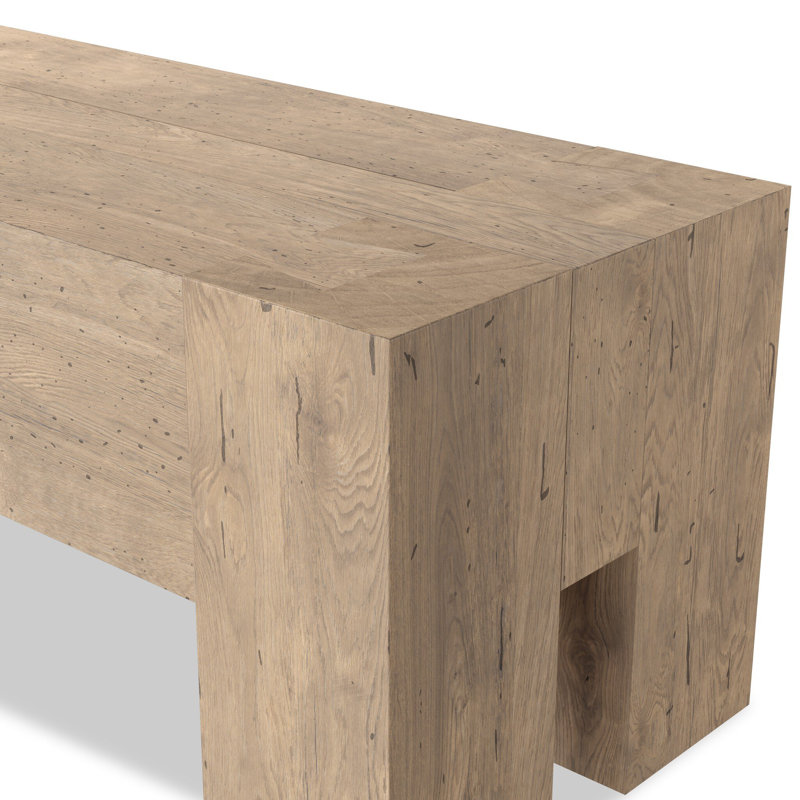 Abaso Dining Bench, Whitewash Rustic Wormwood Oak