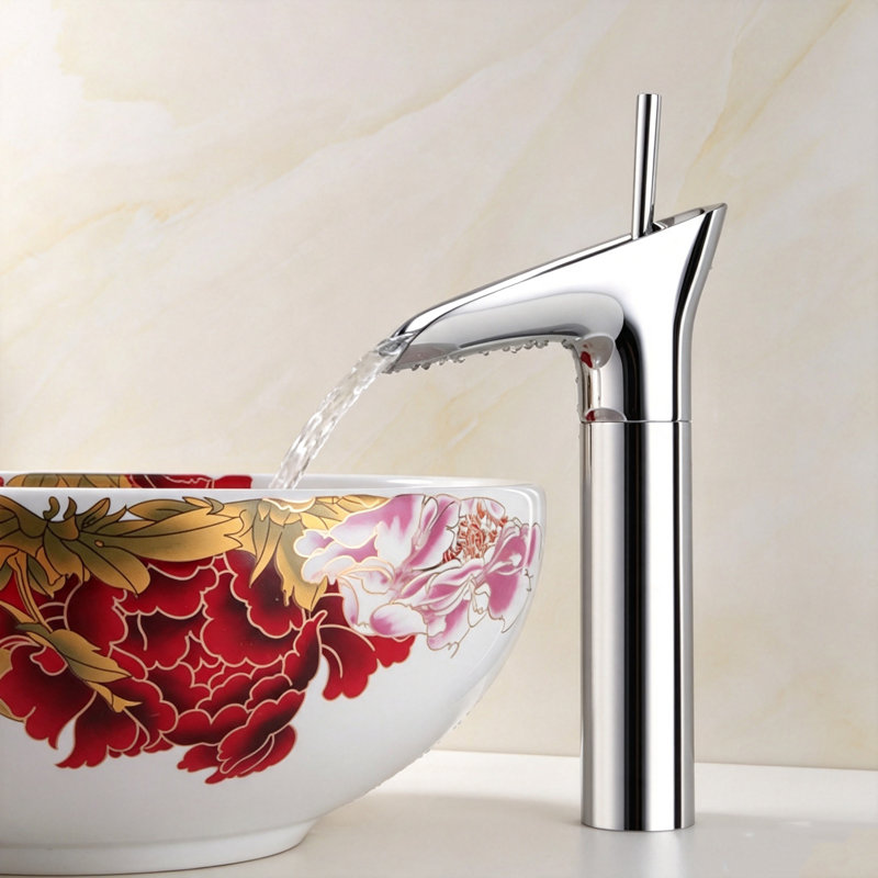 Vessel Single Hole Single Handle Bathroom Faucet with Drain Assembly, Chrome